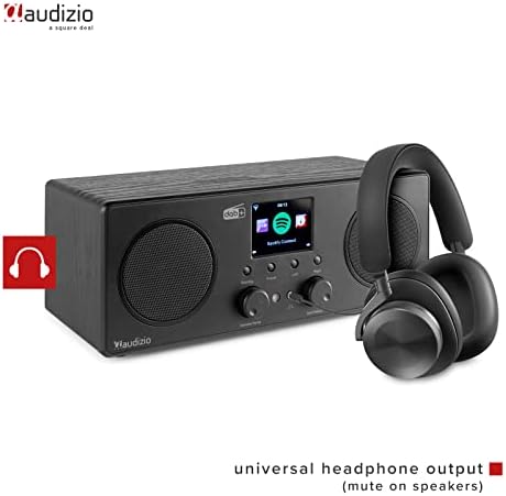 Audizio Bari Internet Digital Radio Tuner DAB Radio with Bluetooth, Mains Powered Stereo Speaker with Spotify Connect Streaming and Radio Alarm Clock, Black