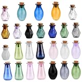 BEAHING Kleine Glasflaschen mit Korken, 26 Stück, farbenfrohe leere kleine Zaubertrank- und Wunschflaschen für Heimwerkerarbeiten, Mini-Gläser für Miniatur-Hausdekoration
