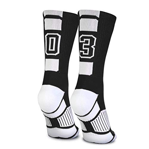 Custom Team Number Crew Socks Athletic Socks by ChalkTalkSPORTS Black ,03 Or 30 Team Number
