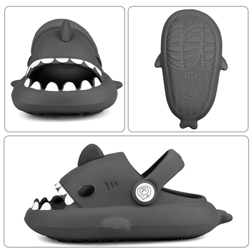 Image of Kids Shark Cloud Slides | Boys Girls Slip On Sandals | Toddler Beach Slippers | Youth Fish Flip Flops Pool Shower Shoes
