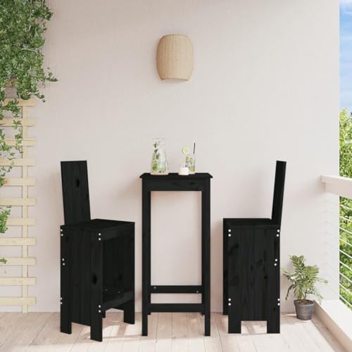 DYRJDJWIDHW chaises de Jardin extérieur,Fauteuil,fermob,Tabourets de Bar 2 pcs Noir 40x42x120 cm Bois Massif de pinAdatto per Giardino, Patio, soggiorno, Sala da pranzo