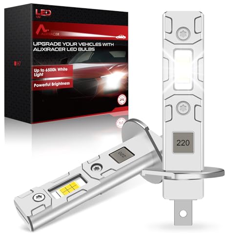 H1 LED, 32000LM 500% Luminosité, Ampoule H1 LED de Phares Voiture Automobile Format Mini 1:1, 6500K Blanc Froid, Plug and Play, 9-24V pour Voiture ou Moto, Pack de 2