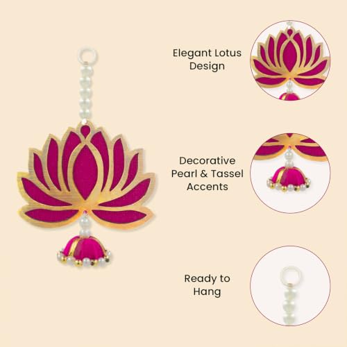 Image of SpecialYou Ganpati Decoration Setup for Home with Lotus Hanging Decorations, Ganesh Decoration Items for Home Decor, Wall Hanging Decor, 1 Big and 4 Small Lotus Hanging- 5 Pcs