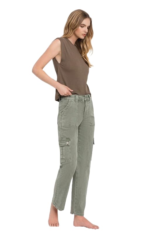 Vervet by Flying Monkey Women's High Rise Cargo Straight Jeans4