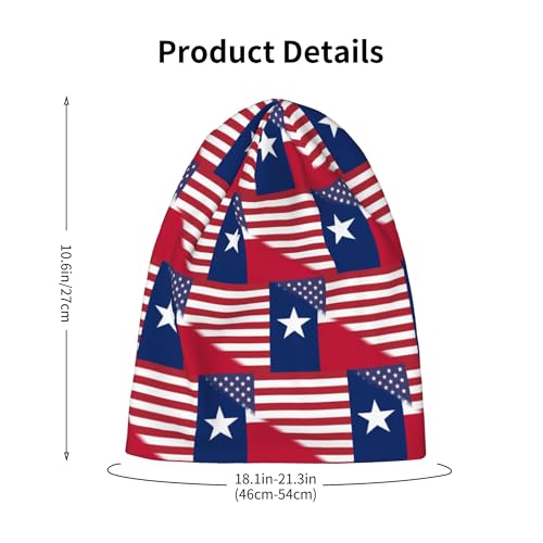 American Flag and Flag of Texas Kids Leisure Elastic Knitted Hat Junior Large Size Knit Cap Child Beanie Black2