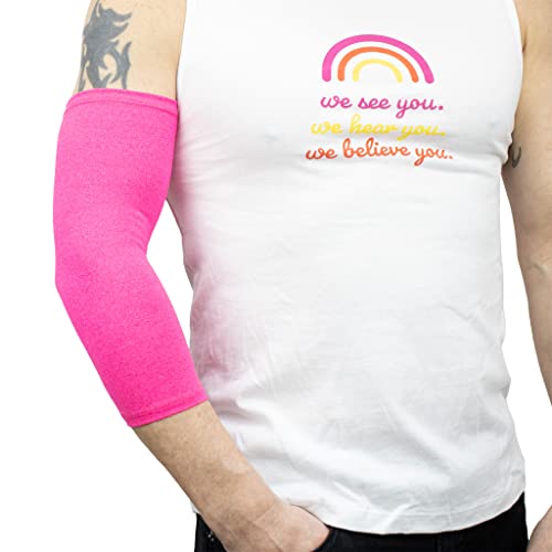 Image of NEON PINK Unisex Ultra Support Sleeve 2-Pack, PICC Line Cover, Continuous Glucose, Insulin Monitoring, Infusion, Soft and Sweat-Wicking Arm Band YOUTH LARGE (Neon Pink)
