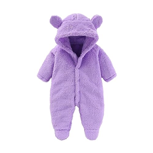 Mono Color Carne Hombre Traje de nieve para bebé recién nacido, traje de nieve, mono de invierno, de animados, trajes cálidos con capucha para niñas y niños Monos Desechables (Purple, 9-12 Months)