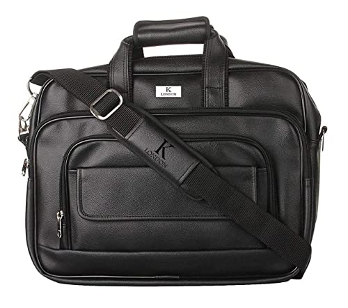 K London Black Artificial Leather Handmade Men Women Laptop Bag O...