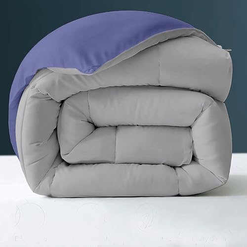 Image of Day Care - 600 GSM Hotel Quality-Down Alternative Reversible Comforter (90 inch x 90 inch Inches /228cm x 228cm) - Comforter Queen Size|Medium Blue /Silver