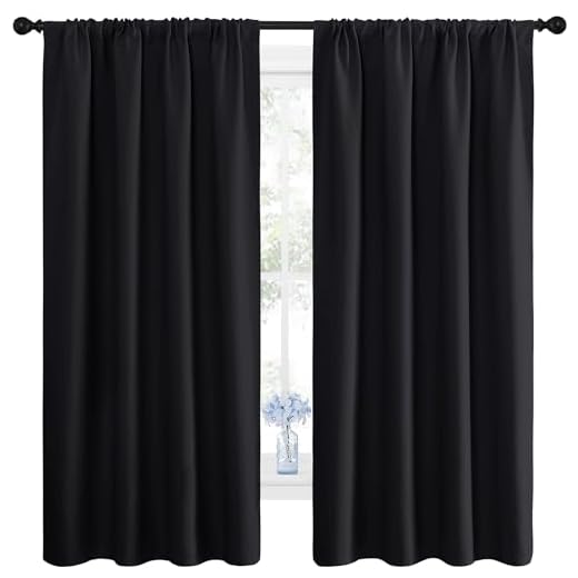 NICETOWN Halloween Black Blackout Curtain Blinds - Solid Thermal Insulated Window Treatment Blackout Drapes/Draperies for Bedroom (2 Panels, 42 inches Wide by 63 inches Long, Black)