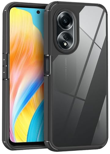 Image of SHINESTAR Ultra Slim Clear Back Cover for Oppo A78 5G, Transparent Hybrid Hard Shell Plastic & Soft Silicone Rubber Bumper, Non-Yellow Acrylic Protective Cover for Oppo A78 5G - Black