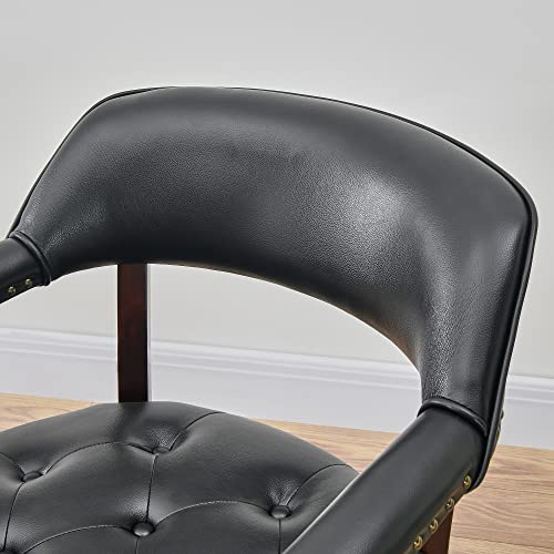 Leemtorig Dining Chairs With Casters And Arms, Accent Kitchen Table Chairs With Wheels, Roller Poker Table Chairs, Wooden Game Table Chairs, Captains Chair, Cherry Legs & Black Sy-1533-Bk #TOP7