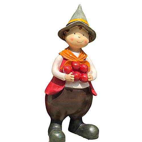 MxZas Resin Sculpture Ornament American Countryside Creative Garden Landscape Courtyard Outdoor Floor Decoration Boy And Girl Character Outdoor Decor Statues (Color : Red, Size : 25x26x61cm)