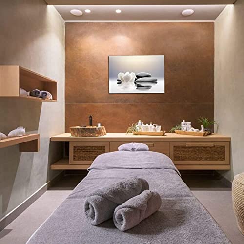Lzimu Zen Canvas Wall Art Lotus Flowers And Stones Spa Pictures Wall Decor Art Prints For Yoga Meditation Room Decor (12X18In (30X45Cm)) #TOP4