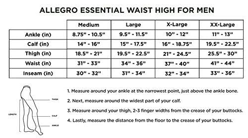 Image of Allegro Men's Waist High Leotard Compression Pants 20-30 mmHg Support Hose | Comfort brief top with fly opening, reciprocated heel and balloon toe made with flexible fabric for comfortable extended wear