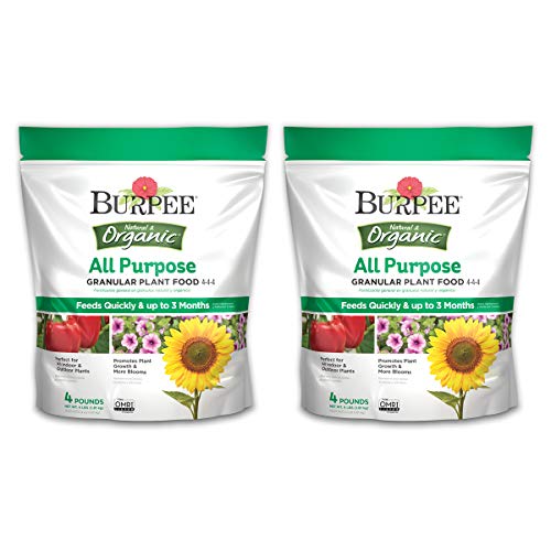 Burpee Natural Organic All Purpose Granular Plant Food, 4-4-4, 4 lb (2 Pack)