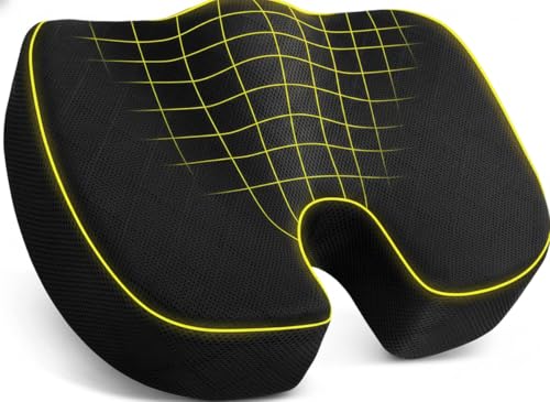 Image of Queen Size Memory Foam Hip Pillow with Cover | Pain Relief Hip Support,Haemorrhoid, Lower Back Support & Pain Relief Cushion for Office /Home Chair (43 X 33 X 7 Cm)-Black