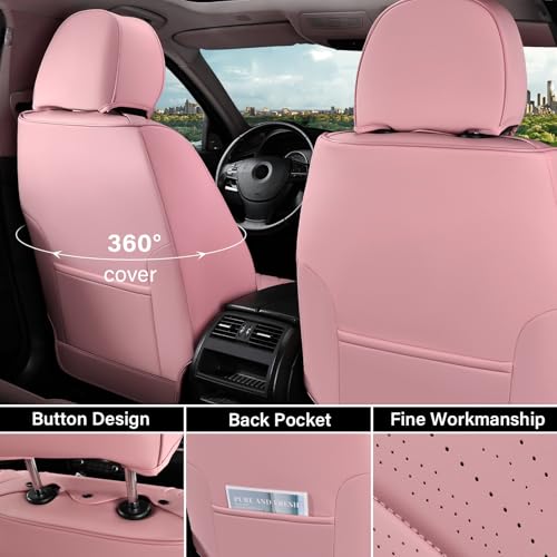 Image of Coverado Car Seat Covers Full Set, Automotive Front and Rear Seat Covers with Backrest, Nappa Leather Car Seat Protectors Waterproof, Universal for Most Vehicles