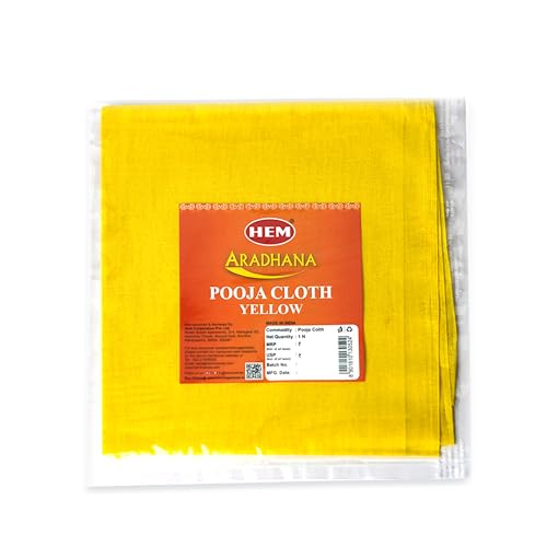 Image of Hem Aradhana Yellow Pooja Cloth for Mandir| >25 Meters | Red Mandir Cloth, Premium Temple Cloth for Spiritual Ceremonies, Ideal for Home and Temple Use, Enhance Your Sacred Space