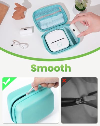 Memoking Hartschalen Aufbewahrungskoffer für Mini-Drucker, Kompatibel mit T02, M02, M02X, M02L, PM230 und Mehr, Tragbare Thermodrucker, mit Reißverschluss-Netztasche, Wasserdicht, Stoßfest (nur Fall)