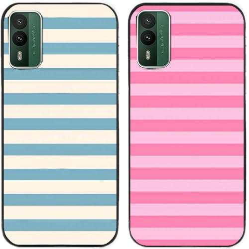 Capa para Nokia XR21, lindas listras horizontais impressas durável degradável gel de silicone capa traseira fina para celular, 2 peças por pacote