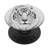 White Tiger Blue Eyes Cute Big Wild Cat Animal Gift Idea PopSockets PopGrip: Swappable Grip for Phones & Tablets PopSockets Adhesive PopGrip