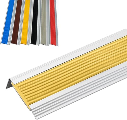 Profilé de nez de marche en aluminium 4,5 cm avec bande antidérapante jaune pour escalier