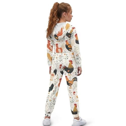 WELLFLYHOM Girls 2 Piece Outfits 4-13 Long Sleeve Crop Top Hoodie Sweatshirt and Jogger Pant Sets Graphic Athletic Sweatsuit2