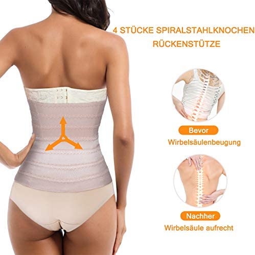 Bingrong Women's Waist Shaper Strong Shaping Tummy Control Shaper Breathable Bodice Underbust Corset Shapewear Adjustable Waist Cincher, skin-coloured, 3XL