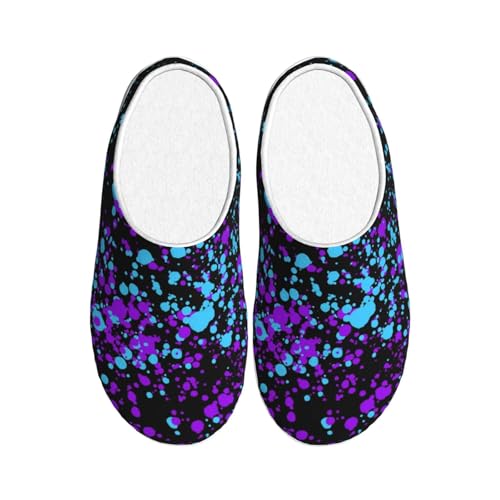 Glow In Dark Splatter Neon Adult Cotton Slippers Home House Indoor Shoes