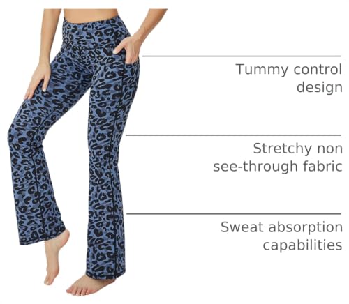 Image of BUBBLELIME 29 inch /31 inch /33 inch /35 inch /37 inch Women High Waist Bootlegs Yoga Pants Tummy Control Bootcut Workout Flared Out Pockets