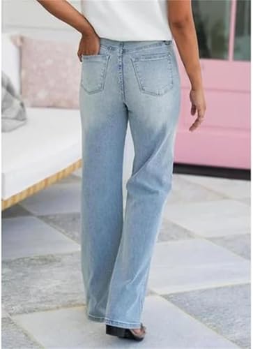 Arisefrom Jeans, Casual High Rise Vintage Wash Tummy Control Top Straight Leg Jeans for Women3