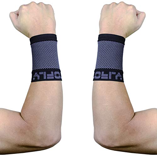 TOFLY Compression Wrist Brace Sleeves (Pair), Unisex, 20-30mmHg Medical Grade Compression Wrist Support Band for Carpal Tunnel Syndrome, RSI, Wrist Pain & Strain, Arthritis, Tendonitis, Sport, Black L