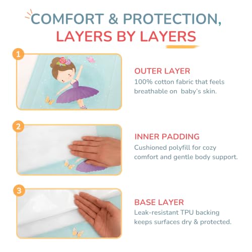 Image of Tidy Sleep Baby Changing Mat - Waterproof, Foldable, Padded Diaper Changing Sheets for Newborns & Infants - Ballerina (65 cm x 45 cm)