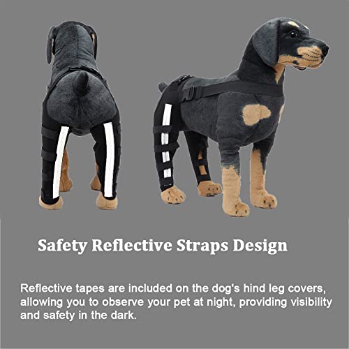 Image of Dog Knee Brace Adjustable Dog Double Rear Leg Brace with Metal Hinged Flexible Support and Reflective Seat Belts Dog Acl Brace Hind Leg Black (L)