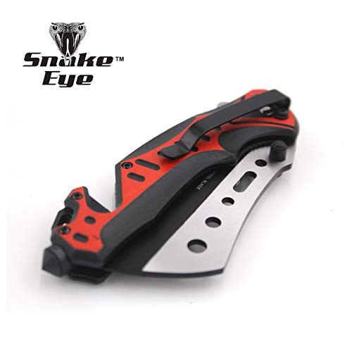 Snake Eye Tactical Every Day Carry Two Tone Razor Style Blade Folding Knife | Outdoor Survival Pocket Knife | Small one-Hand Knife Made of Stainless Steel Blade (Red)