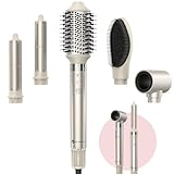 Slopehill Airstyler 5 IN 1, Ionen Föhn 110000 U/Min, Multifunktionaler Hairstyler, Lockenstab Automatisch, Warmluftbürste,Glätteisen, für Styling, Volumisieren, Locken und Glätte(Champagner Gold)