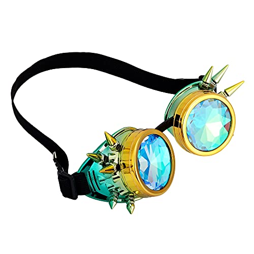 Image of 3-5 Days Delivery Kaleidoscope Rave Rainbow Crystal Lenses Steampunk Goggles