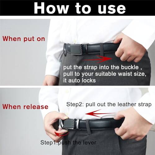 maikun Ratchet Belts for Men, Silde Leather Belts for Men with Automatic Buckle 35mm Wide4