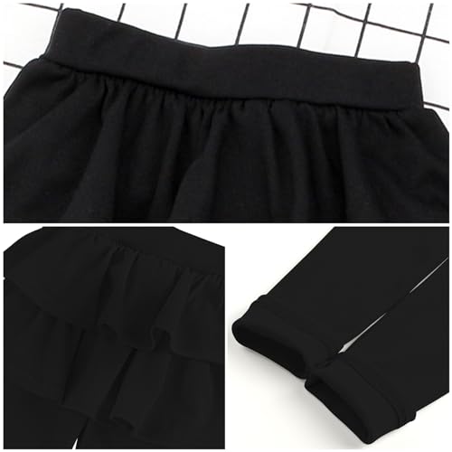 Image of BOOPH Little Girls Leggings with Ruffle Tutu Skirt Kids Uniform Pants | Footless Tights 4-14 Year