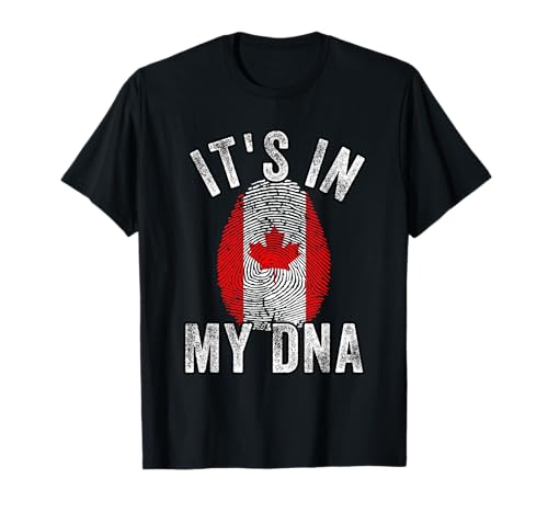 Gracioso está en mi ADN bandera de Canadá Huella dactilar Camiseta