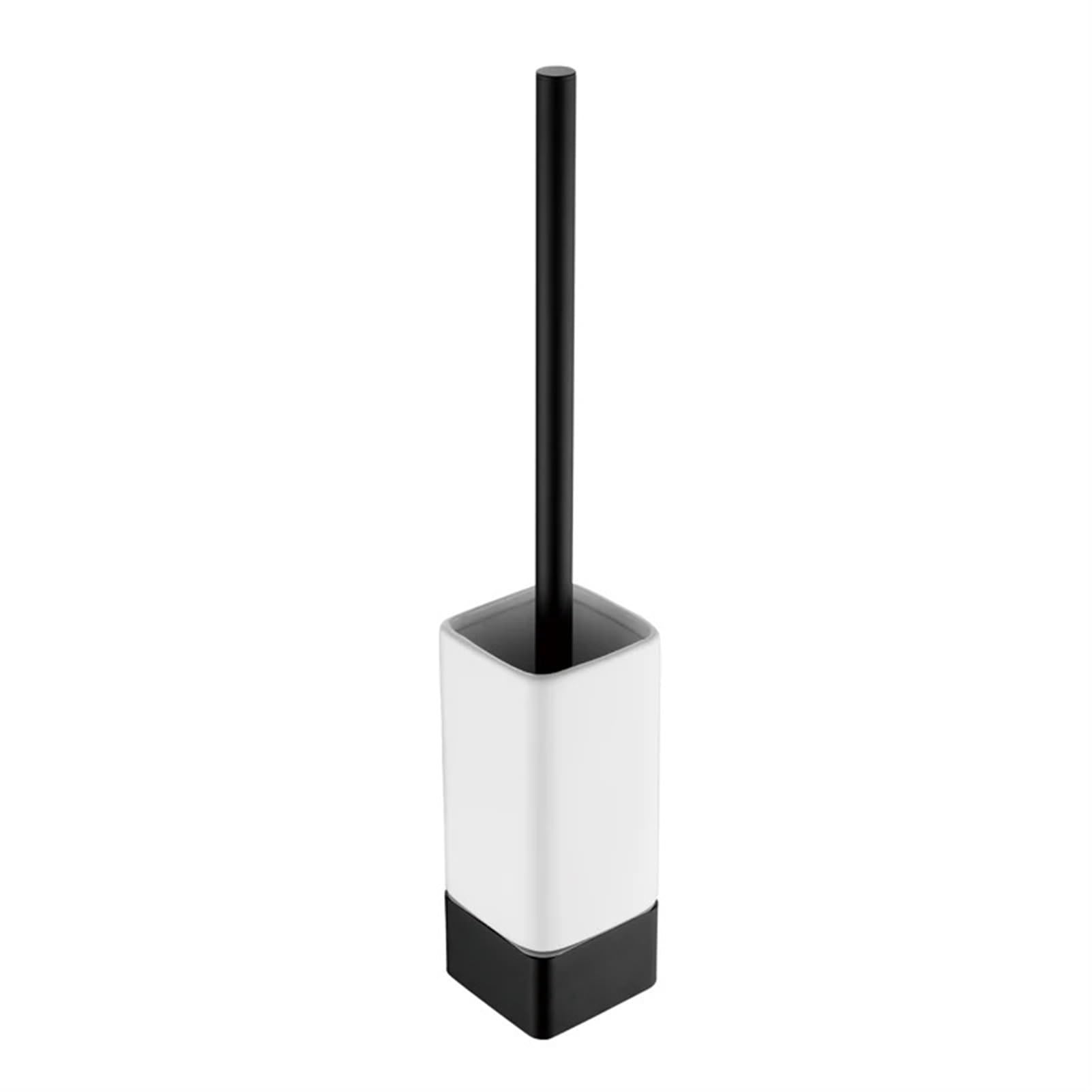 Porte-brosse de toilette aluminium antirouille noir mural sans poinçon