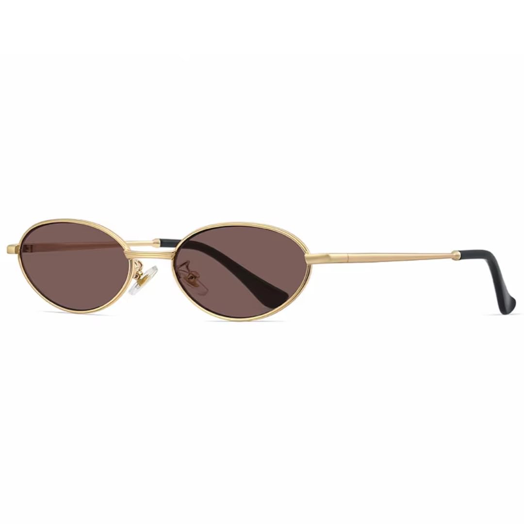 Gafas de sol ovaladas de metal estilo retro con lentes degradadas UV400, estilo punk.