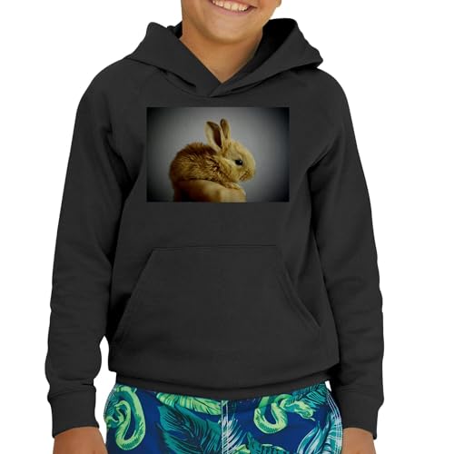 Sweat à capuche enfant lapin nain animal beige pull chaud pour junior - 2