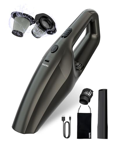 TANYO Aspirateur Voiture Puissant sans Fil, 14000Pa Mini Aspirateur a Main Equipé d'un Moteur...