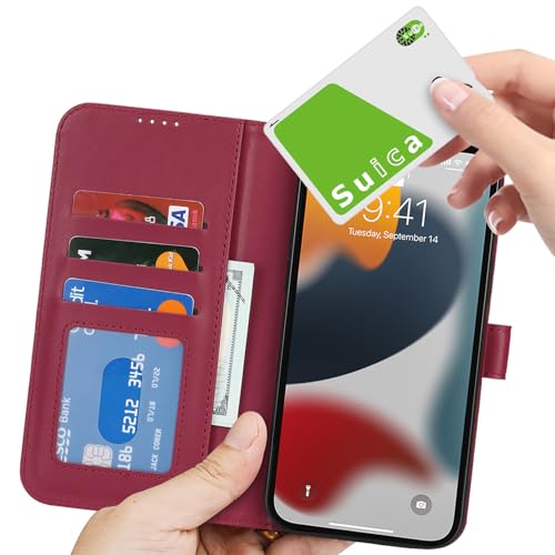 Image of for iPhone 13 Pro Case Wallet with Card Holder,for iPhone 13 Pro Wallet Case for Women Men,PU Leather Shockproof Magnetic Buckle Stand Flip Phone Case-Red