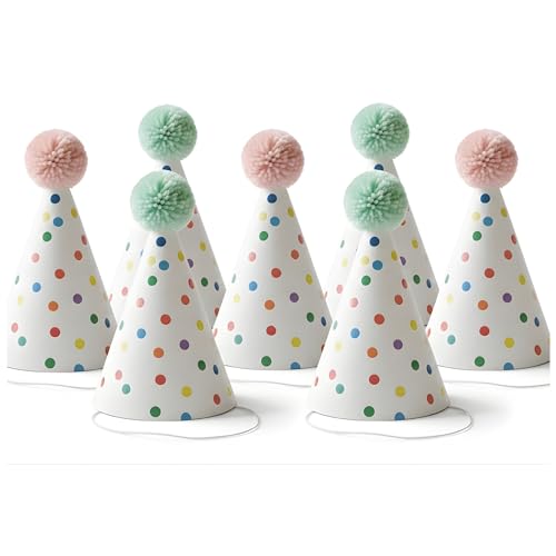 AKH Birthday Party Hats | Pack of 6 | Cone Hats | Birthday Party Accessories | Birthday Decoration Celebration Cone Hats | Birthday hats with Elastic Band | For Adults and Kids