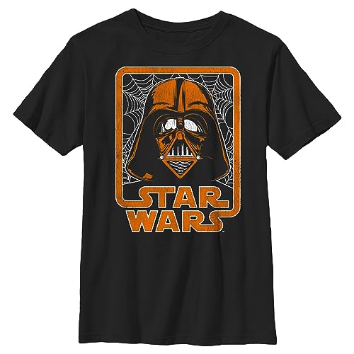 STAR WARS Boy's Halloween Darth Vader Spider Webs Logo T-Shirt
