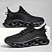 Mens Running Tennis Shoes Chunky Sole Mesh Breathable Sneakers Slip on Wide Width Walking Shoes Comfortable Low Top Sneakers Athletic Footwear 2026 Fashion Black