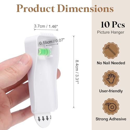 Image of uxcell 10Pcs Large Canvas Hangers, 3.3x1.5 Inch Universal No Nails Picture Hanging Hooks, Removable Frame Hanger with Adhesive Strip for Home Decoration, Wall Clocks, Mirrors, White